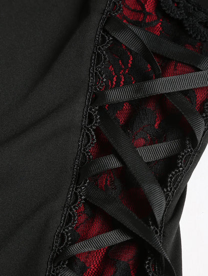Gothic Lace Contrast Tee - Women's Stylish Top