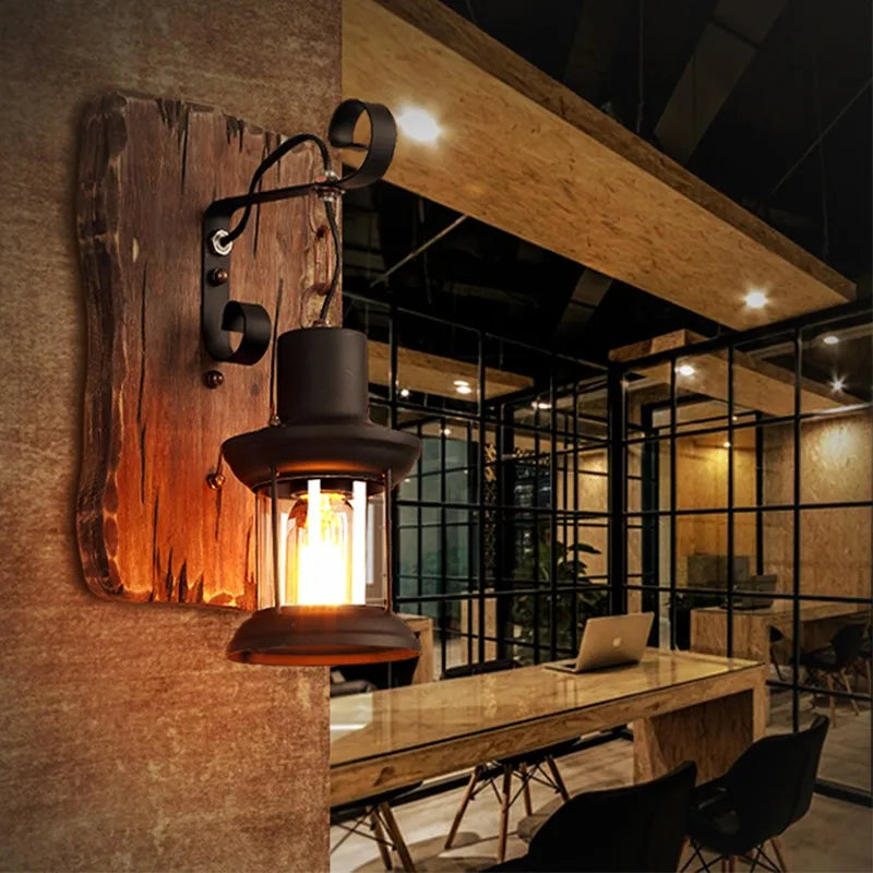 Wooden Wall Lamp for Living Room