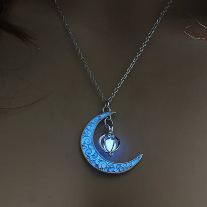 GlowMoon Choker: Luminous Pendant for Teens & Women