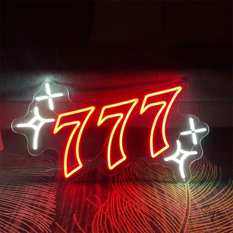 777 Video Gaming red  Sign Glass Neon Light