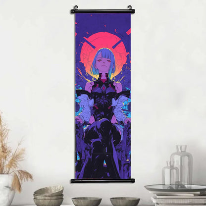 Cyber Rebecca Scroll Canvas: Futuristic Wall Art
