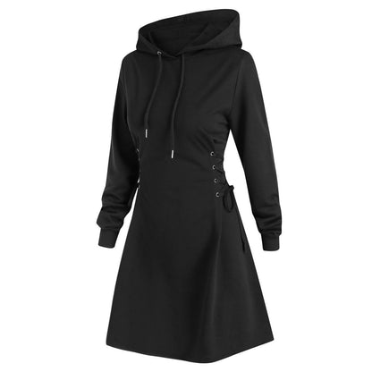 Cozy V-Neck Tie-Waist Hoodie Dress for Women