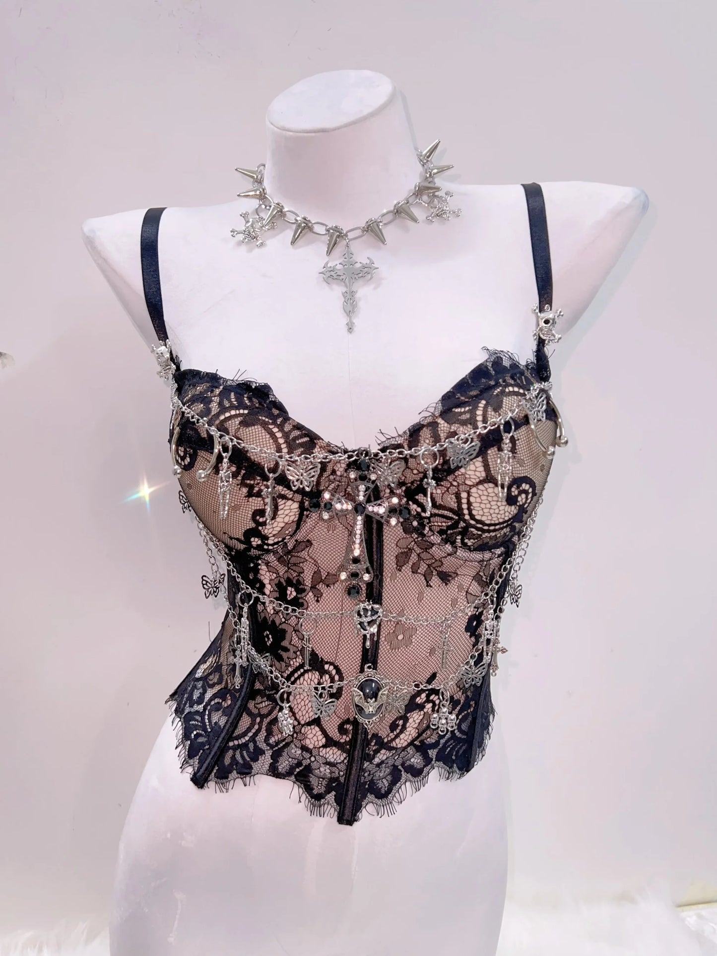 Gothic Y2K Lace Crop Tank