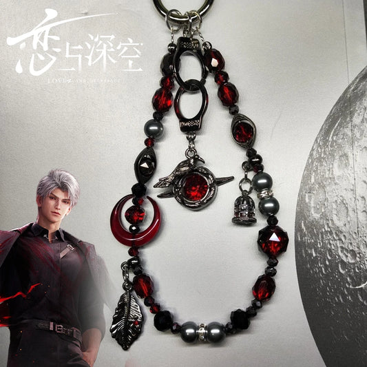 Celestial Love Keychain: Moonlit Anime Pendant