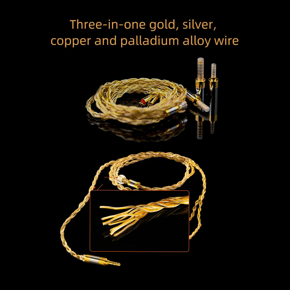 Earbuds Three-In-One 0.78 2 Pin Gold Silver And Palladium Alloy Cable