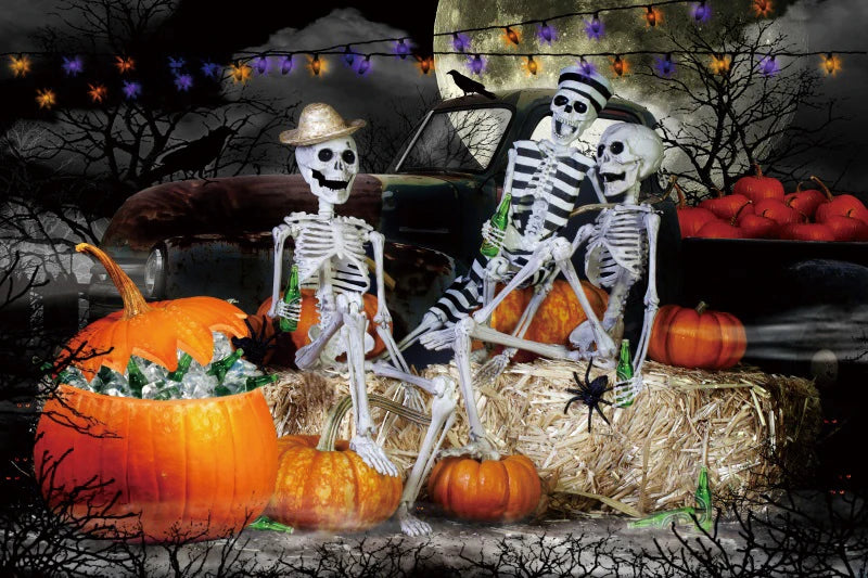 Moonlit Feline: Halloween Bat Castle Backdrop