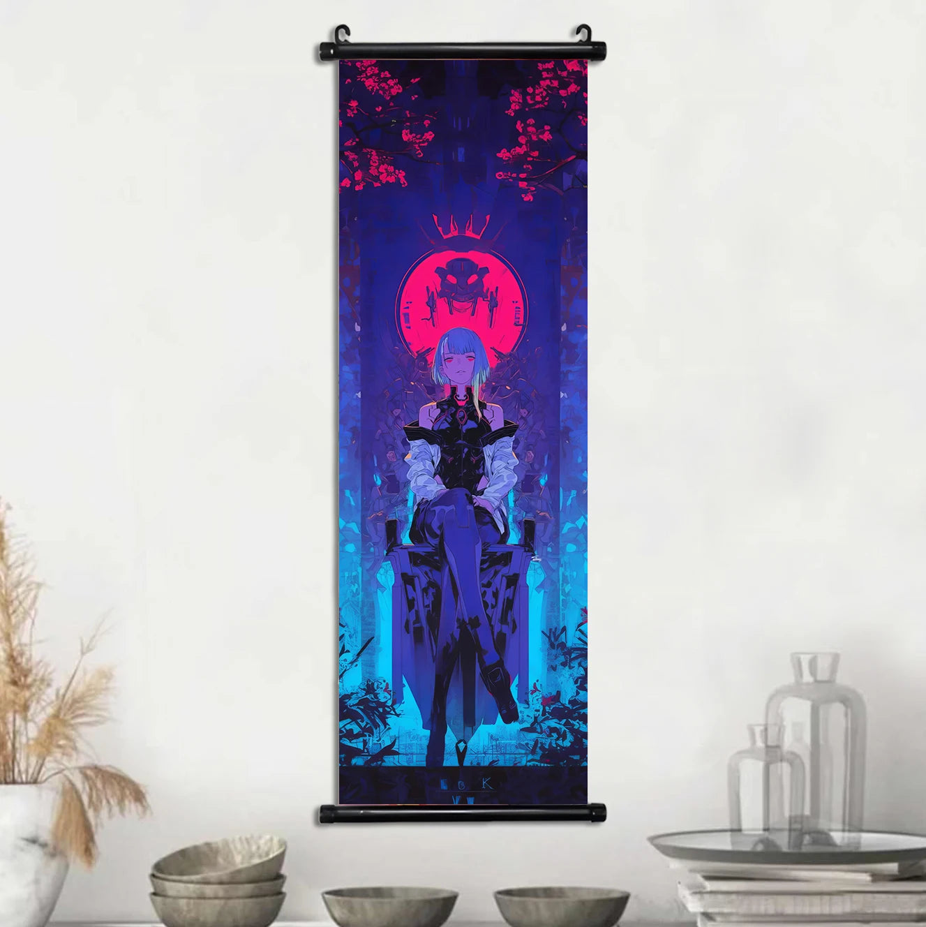 Cyber Rebecca Scroll Canvas: Futuristic Wall Art