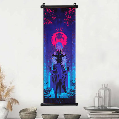 Cyber Rebecca Scroll Canvas: Futuristic Wall Art