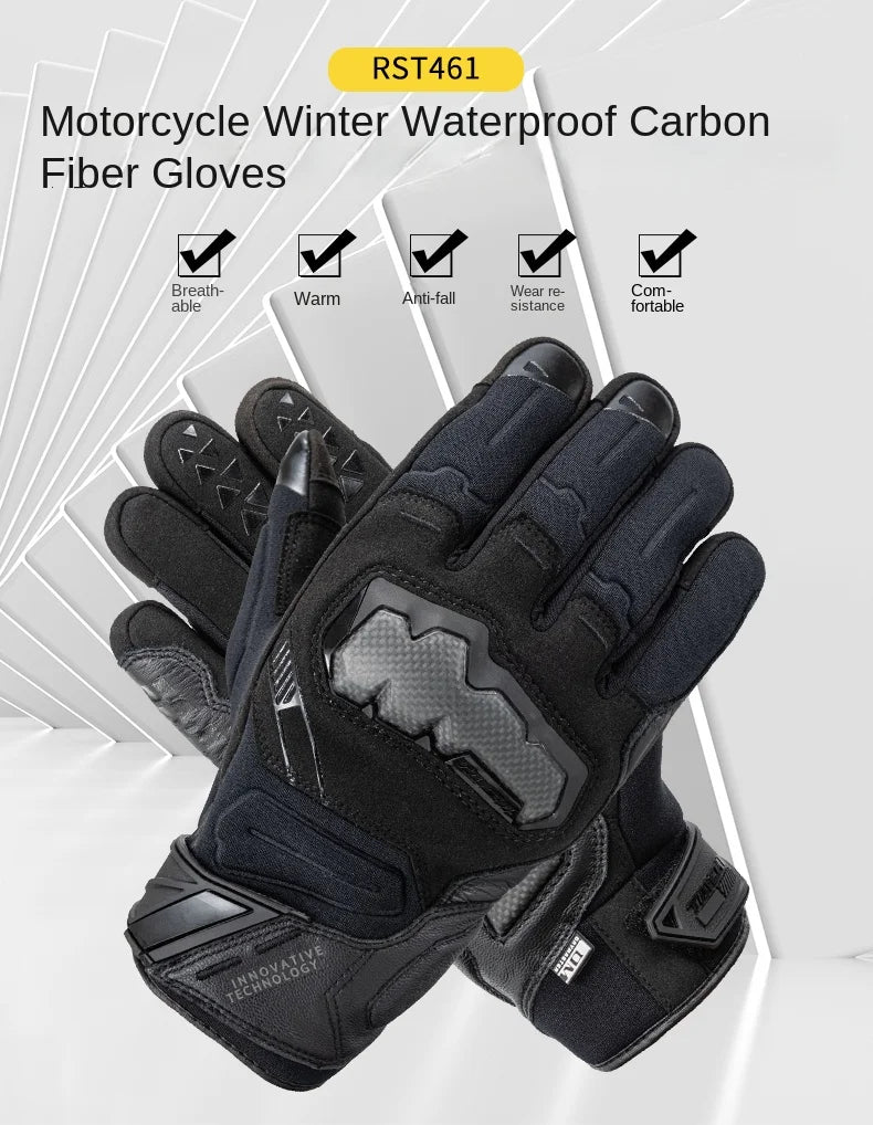 RSTAICHI Men's Retro Touchscreen Motorcycle Gloves