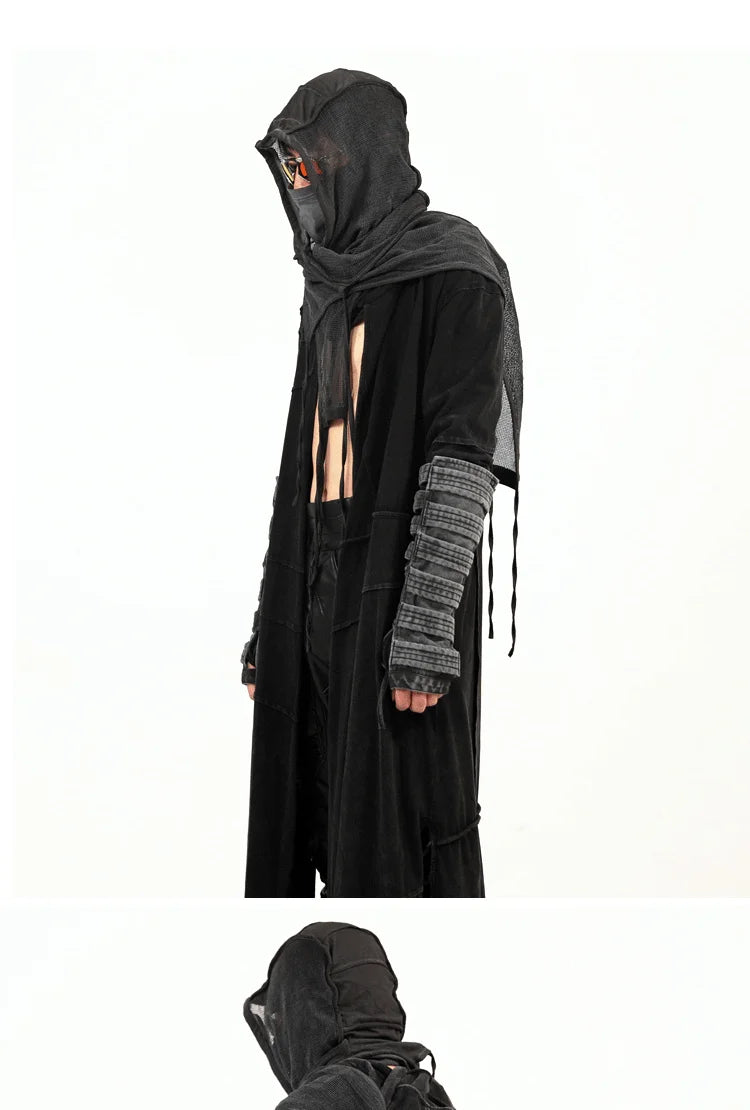 Gothic Vintage Distressed Hooded Cape Windbreaker