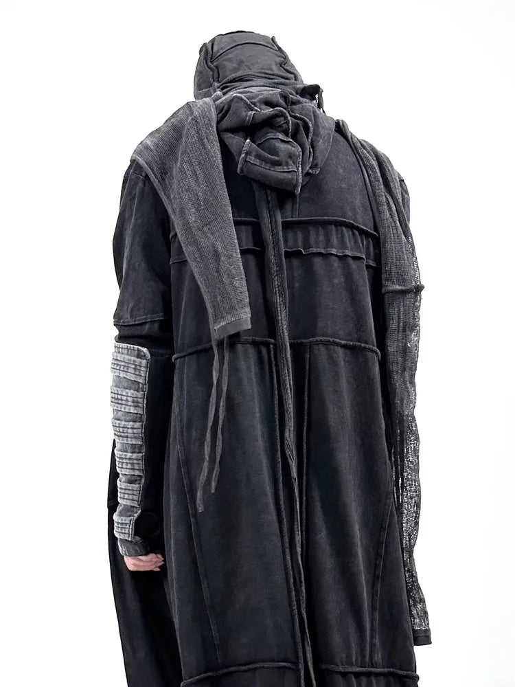 Gothic Vintage Distressed Hooded Cape Windbreaker
