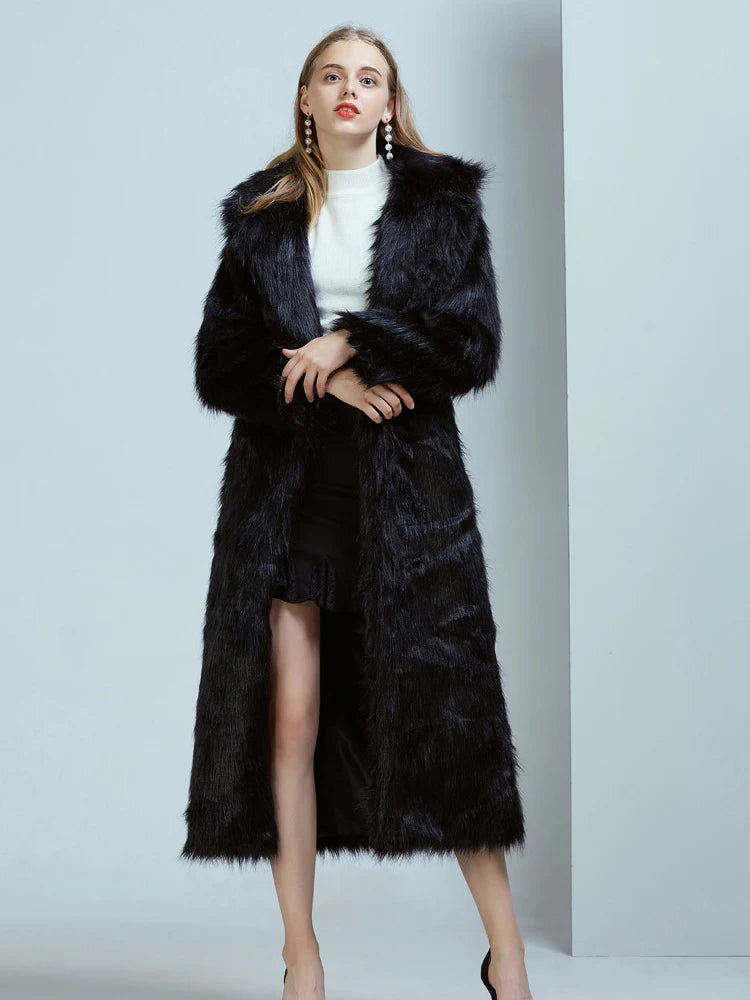 High Street Luxury Long Faux Fur Coat