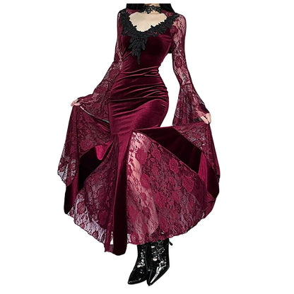 Gothic Rose Lace Plaid Mini Dress - Punk Vibe