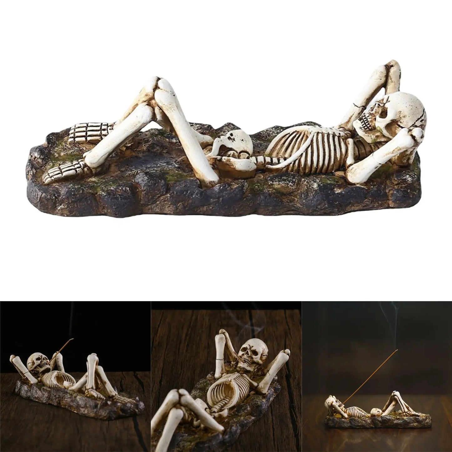 Skull Serenity Incense Holder Sculpture