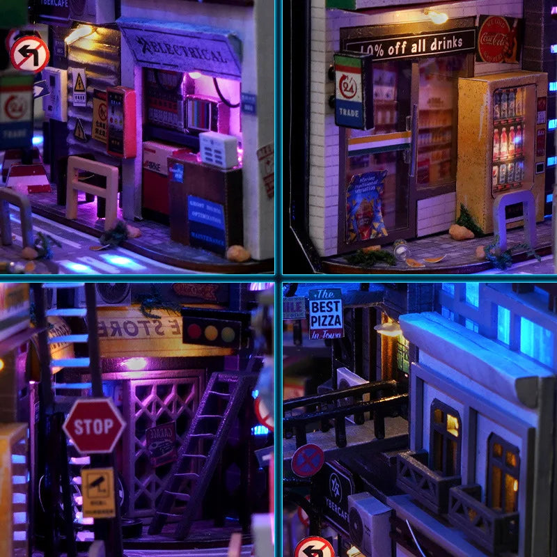 Cyberpunk DIY Book Nook Model Kit for Creative Room