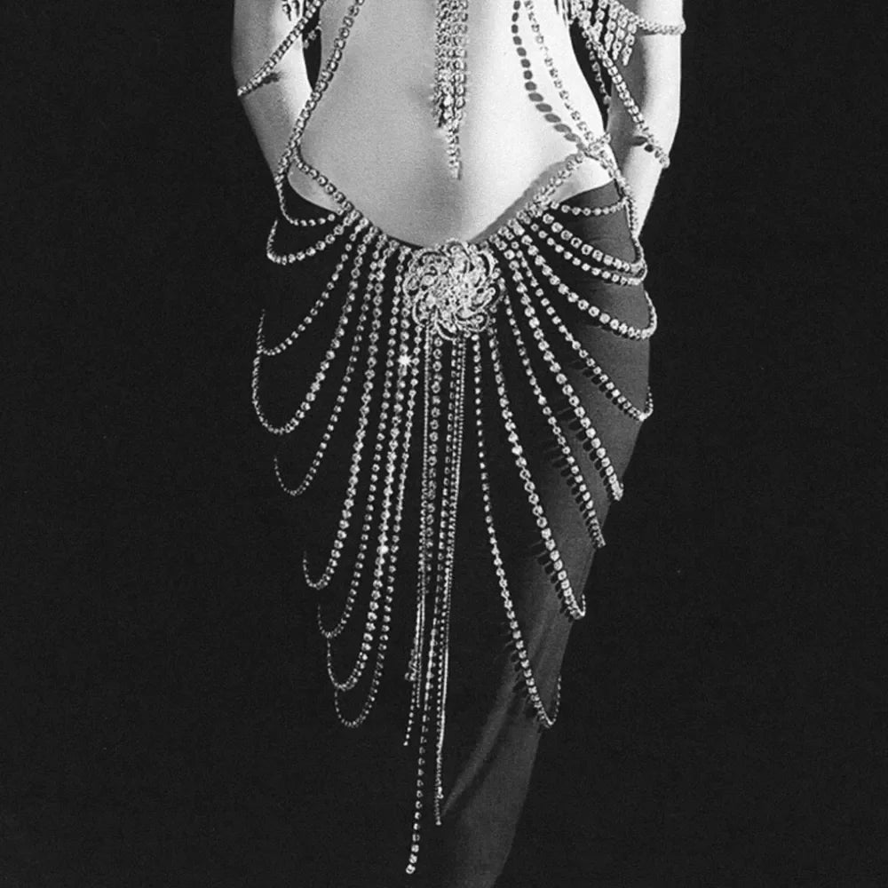 Bloom & Bling Tassel Skirt Body Chain Ensemble