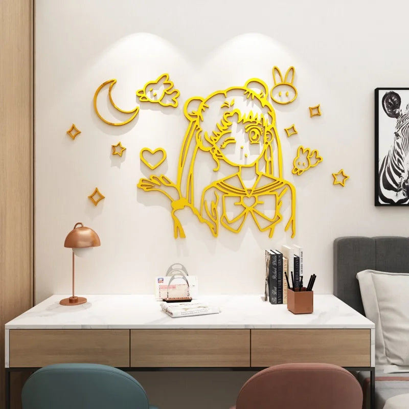 3D Cartoon Sailor Moon Acrylic Wall Art Decor