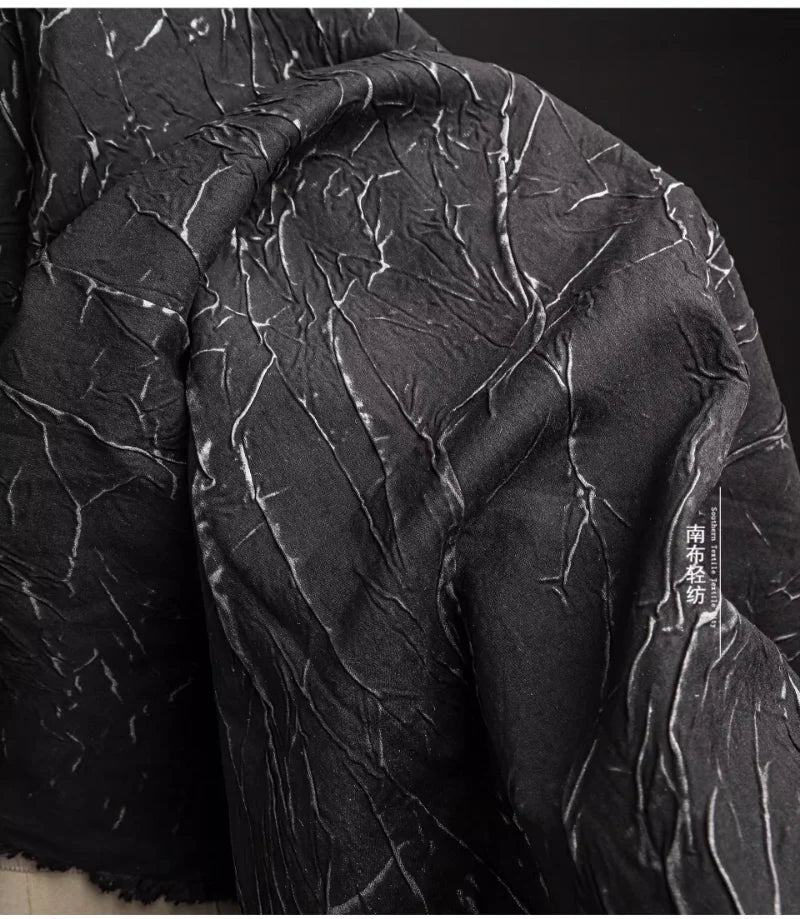 Eco Pleat: Black Nylon-Rayon Fabric for Design Creations