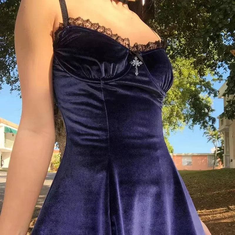 Product Name: Elegant Gothic Velvet Mini Dress