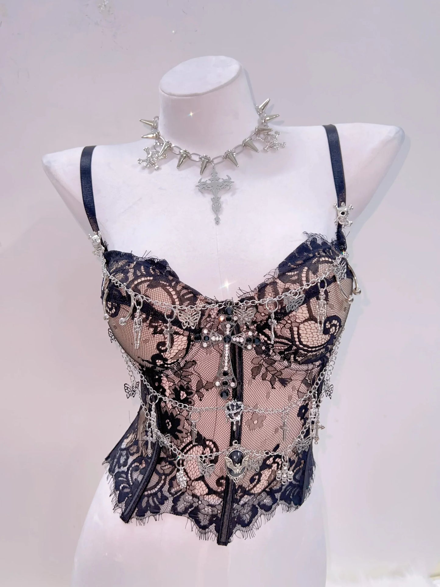 Gothic Y2K Lace Crop Tank
