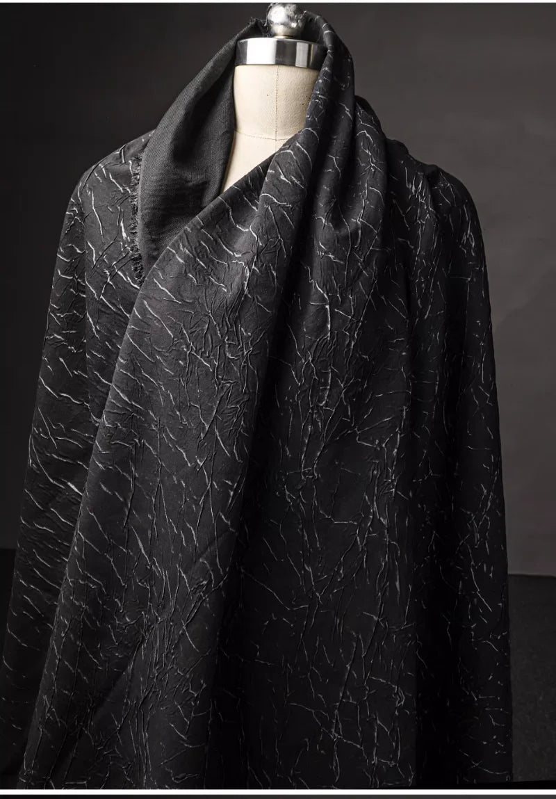 Eco Pleat: Black Nylon-Rayon Fabric for Design Creations