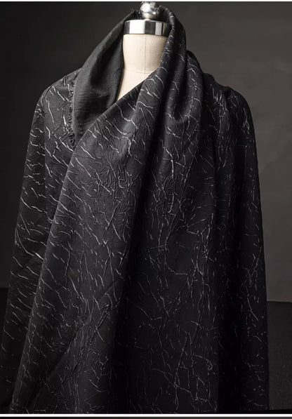 Eco Pleat: Black Nylon-Rayon Fabric for Design Creations