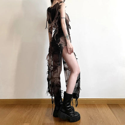 Tie Dye Hooded Grunge Dress