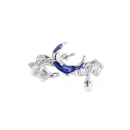 Celestial Trio: Sun, Moon & Stars Textured Ring
