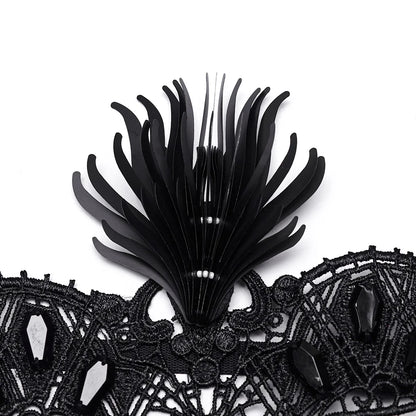 Gothic Fringed Lace Coffin Eye Mask