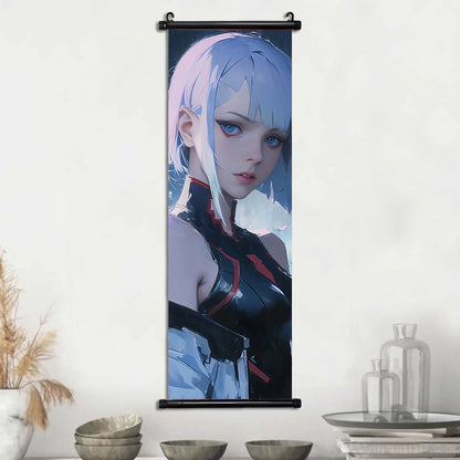 Cyber Rebecca Scroll Canvas: Futuristic Wall Art