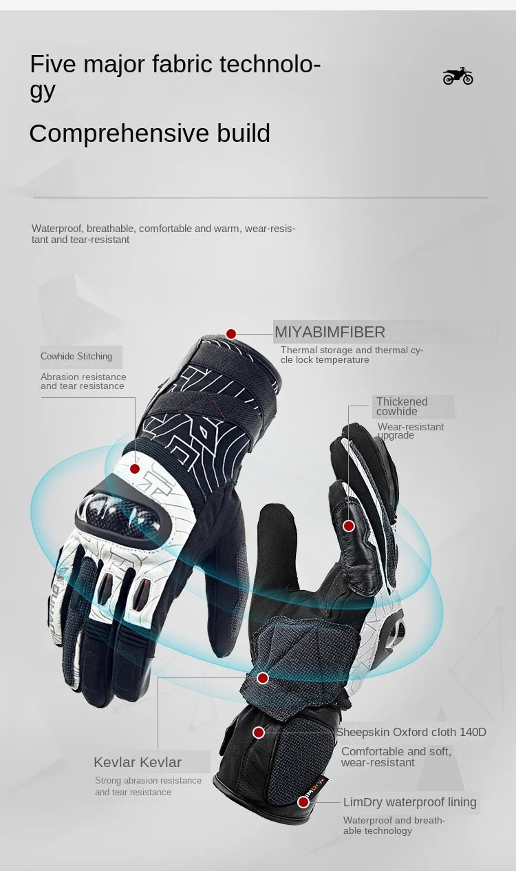 DUHAN W2 All-Weather Motorcycle Gloves Unisex