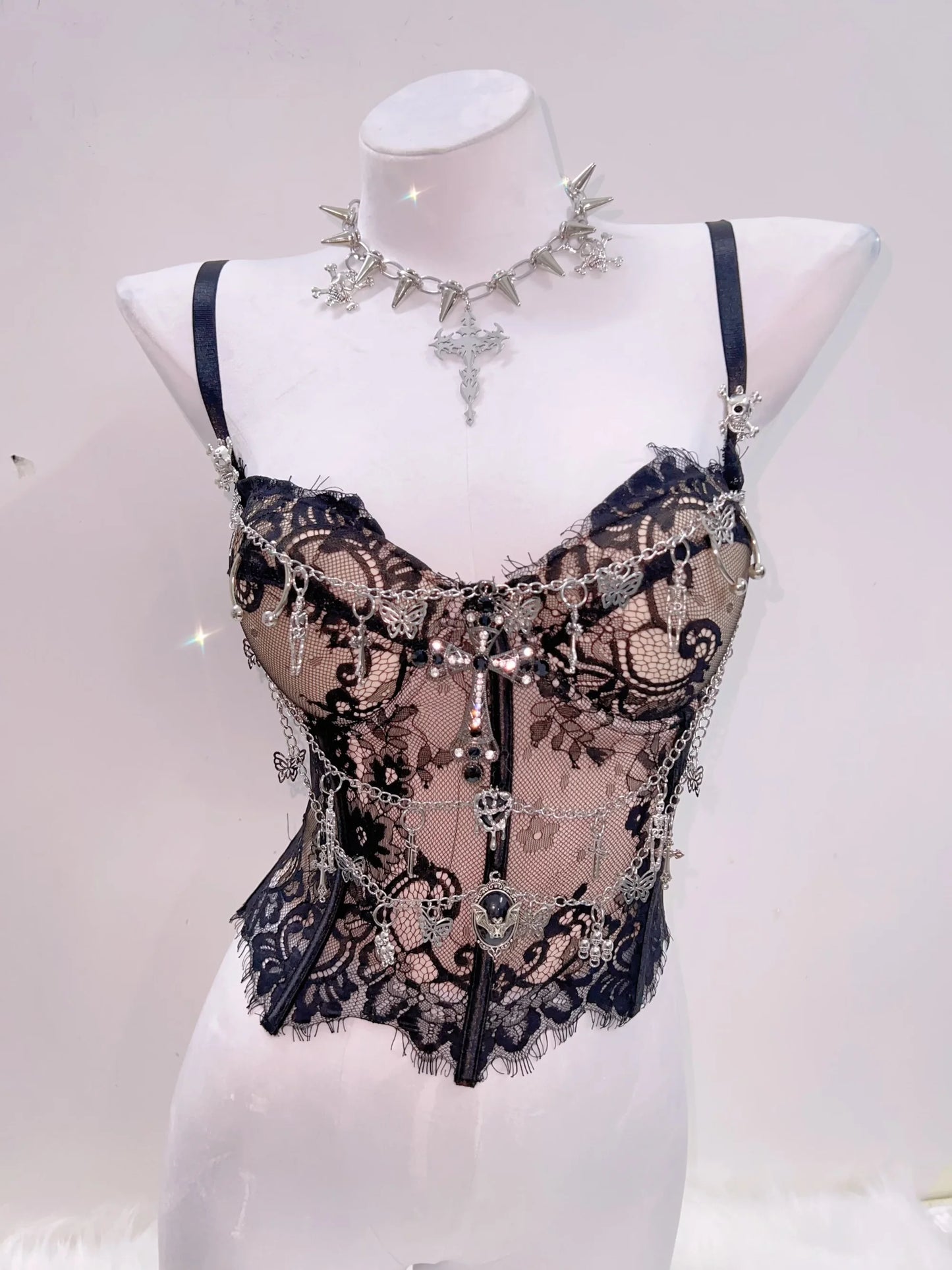 Gothic Y2K Lace Crop Tank