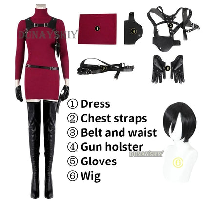 Ada Wong Evil Cheongsam Cosplay Costume Set