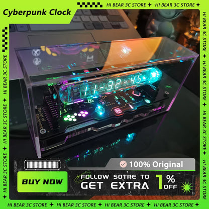 Cyberpunk Style Fluorescent Tube Clock Dynamic