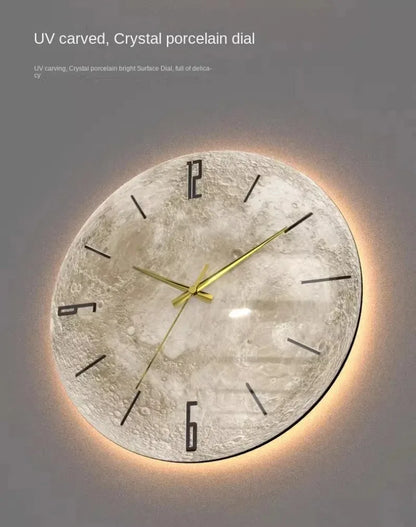 Celestial Sandstone Moon Clock & Light Decor
