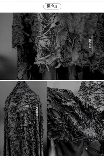 Black Tattered Knit Fabric - Eco-Friendly Textiles