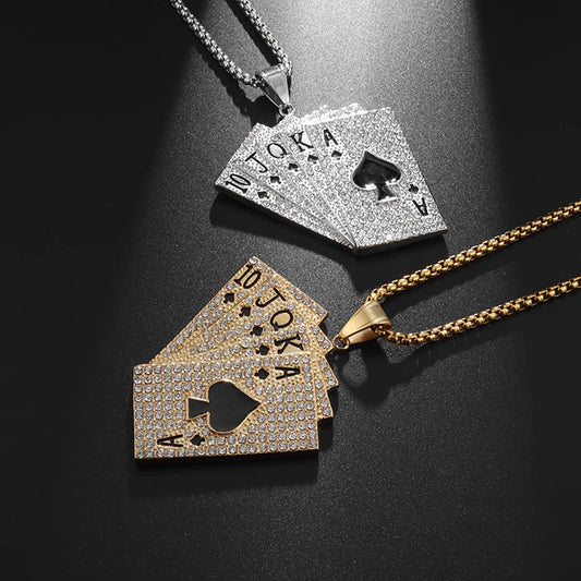 Gold Deck Punk Pendant Necklace for Men