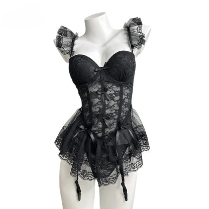 Velvet Lace Corset & Panty Set - Pure Desire