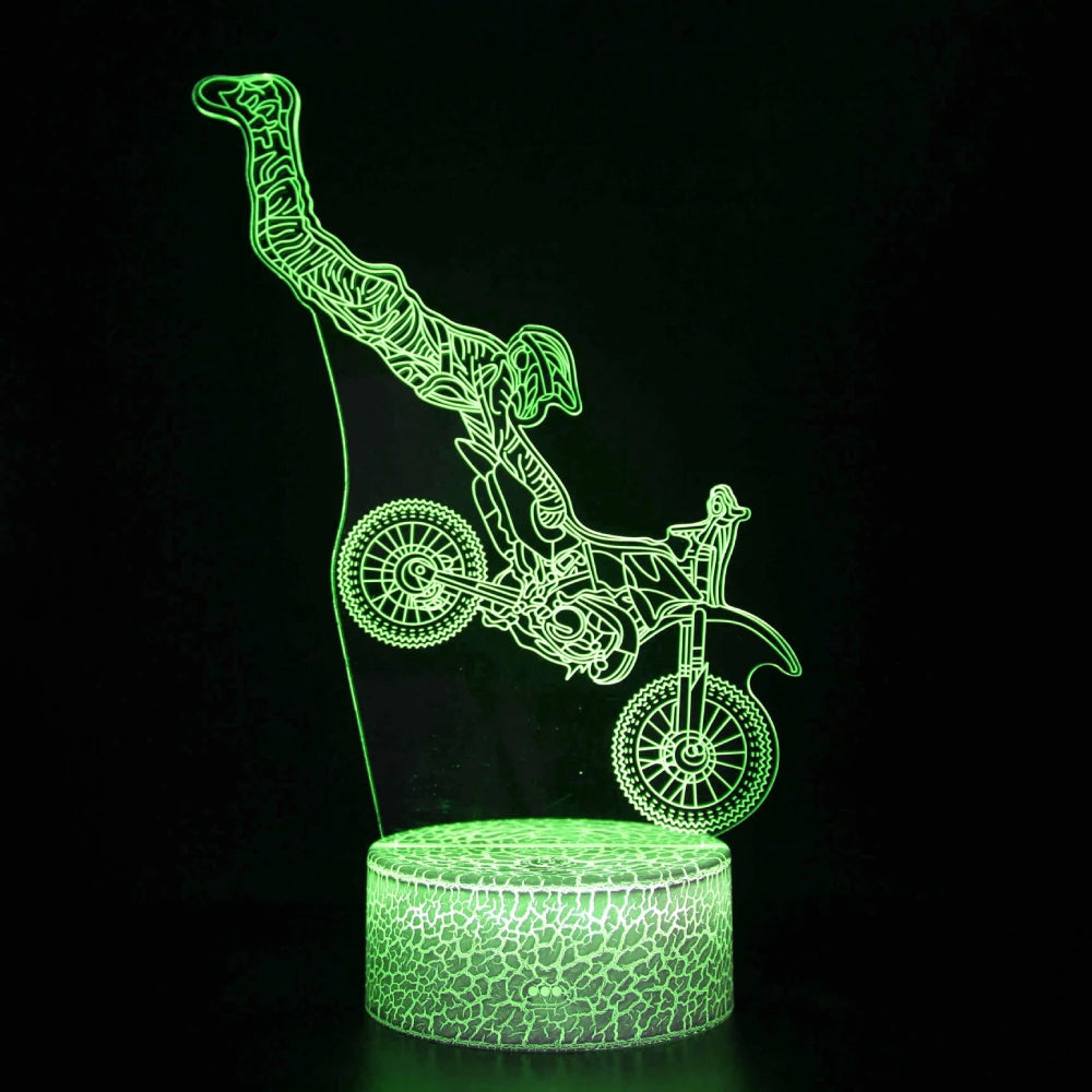Motorcycle 3D Illusion LED Lamp - Boys Room Decor