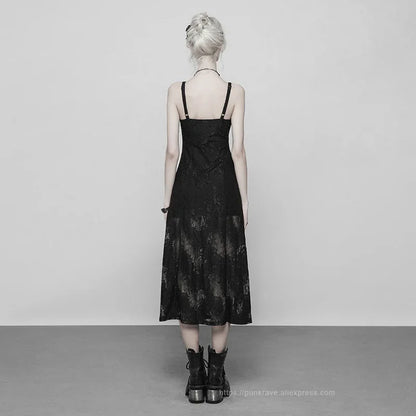 Gothic Elegance: Lace Split Long Dress