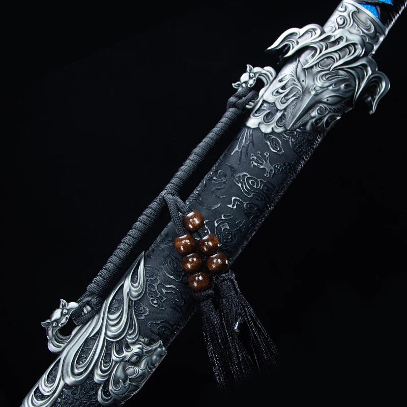 The Hawk's Embrace: Handmade Blue Flame Sword