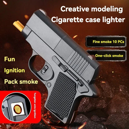 New Gun Lighter Pistol Cigarette Case