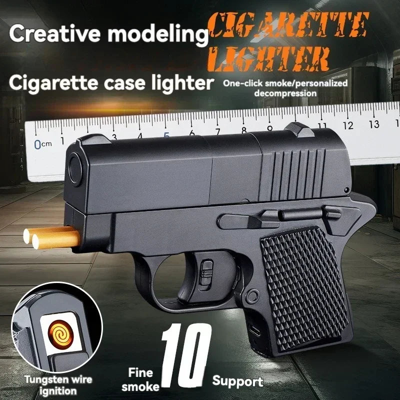 New Gun Lighter Pistol Cigarette Case