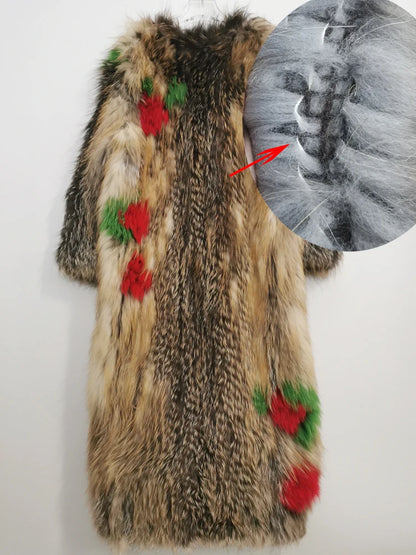 Raccoon fur woven jacket