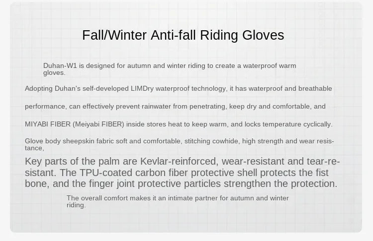 DUHAN W2 All-Weather Motorcycle Gloves Unisex
