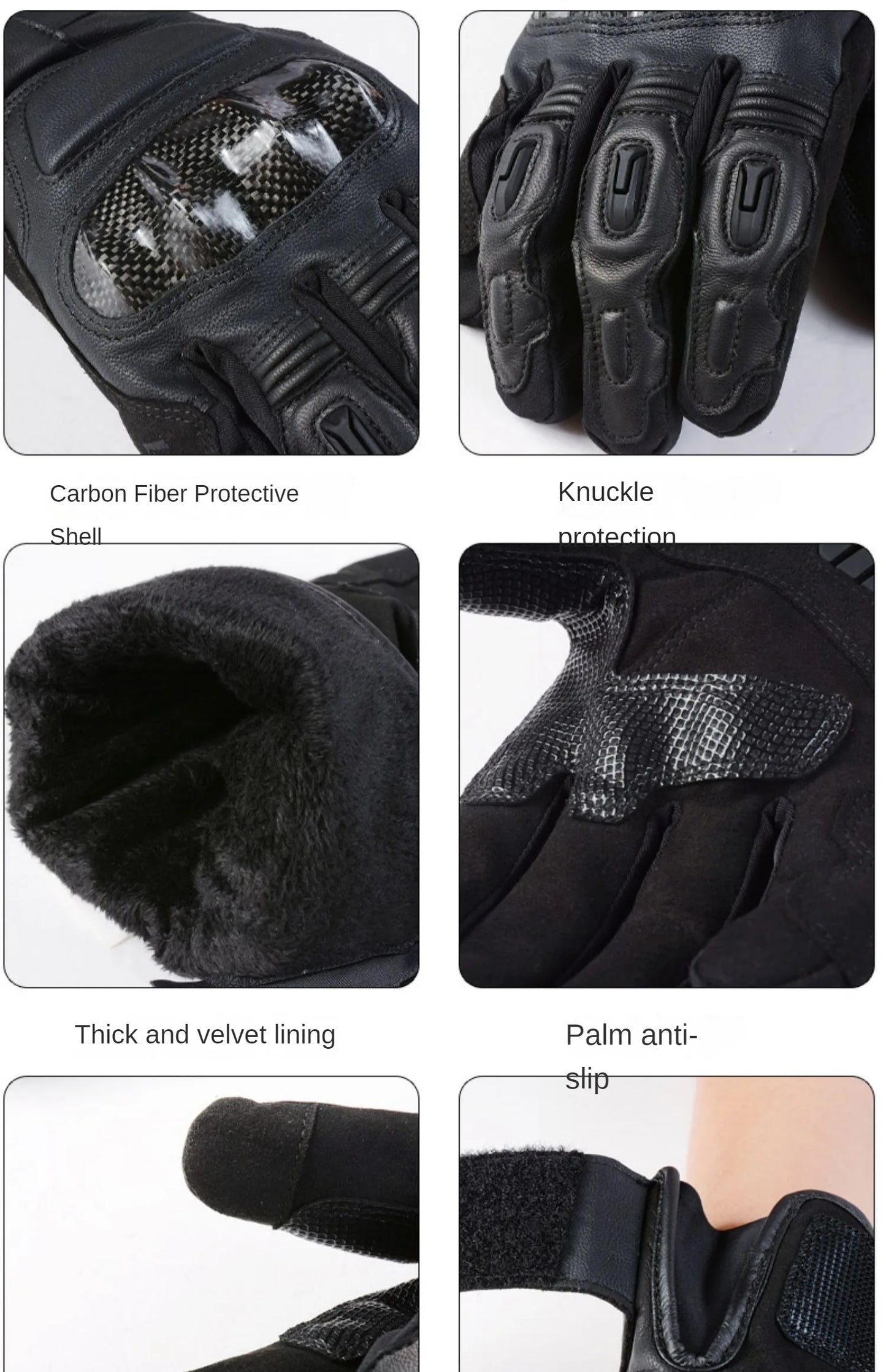 LYSCHY Winter Waterproof Leather Motorcycle Gloves
