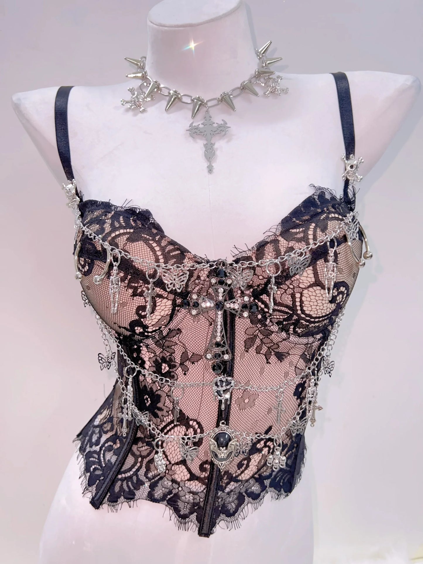 Gothic Y2K Lace Crop Tank