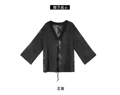 Summer Elegance: Crane Emblem Black Jacket for Women