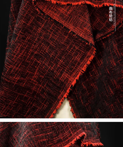 “Rich Red Velvet Textured Apparel Fabric for DIY”