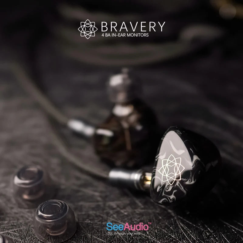 BraveSound Noir 4BA HiFi Earbuds - Premium Quality